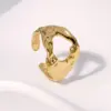 Wholesale PVD Coated Real Gold Plated 18K Gold Irregular 304 Stainless Steel Classic Style Cool Style IG Style Waterproof Non Tarnish Open Rings