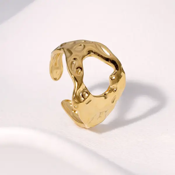 Wholesale PVD Coated Real Gold Plated 18K Gold Irregular 304 Stainless Steel Classic Style Cool Style IG Style Waterproof Non Tarnish Open Rings