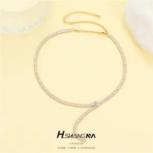 Wholesale Women’s Long Snake Chain Necklace With Tassel Craft, Electroplated Copper Featuring Zircon Inlay