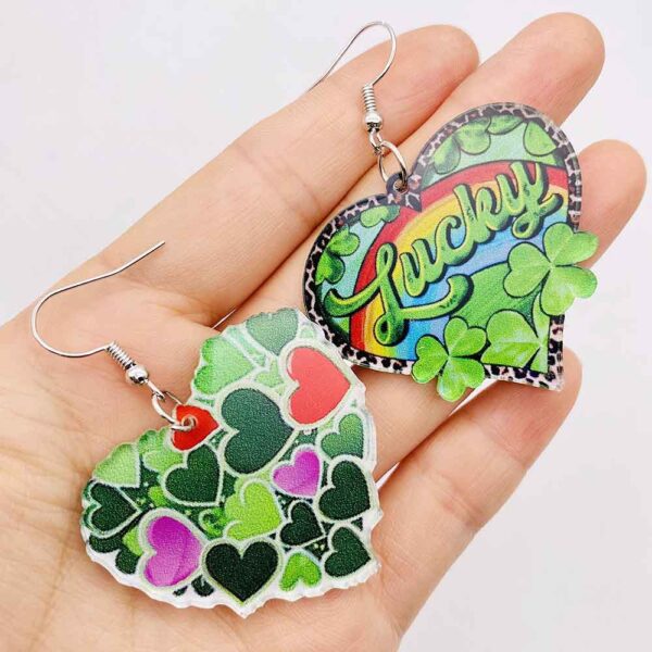 Wholesale arrival St. parcret festival earrings Irish green lucky grass rainbow love acrylic earrings
