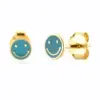 Wholesale Copper U Shape Water Droplets Rhombus PVD Coated Zircon 18K Real Gold Plated IG Style Simple Style Epoxy Inlay Earrings