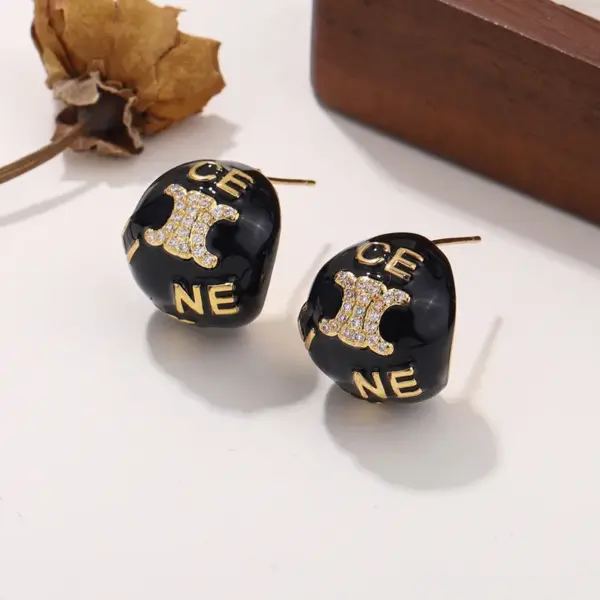 Wholesale Hypoallergenic Letter Stud Earrings For Women In Copper With KC Golden Plated UV Plating And Zircon Inlay