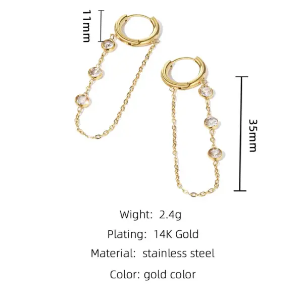 Wholesale PVD Coated 18K Gold Real Gold Plated Round 304 Stainless Steel IG Style Waterproof Non Tarnish Earrings