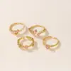 Wholesale Women’s Petal Open Ring With Natural Stone Inlay, Copper Base Featuring 18K Real Gold Water Plating And Stone Texture Craft