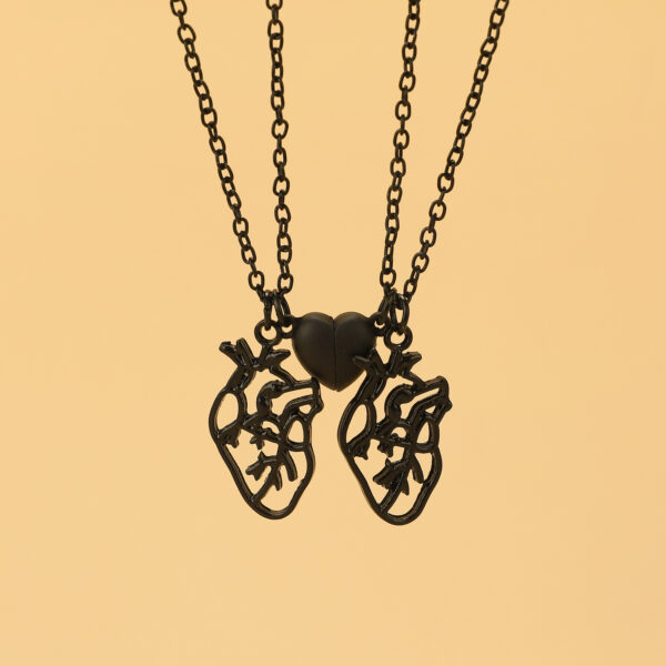 Wholesale hollow heart ring love magnetic necklace unisex magnet couple necklace suit good friend