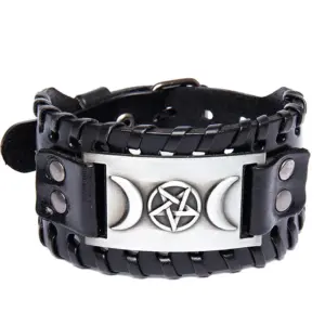 Black Leather + Antique / Silver