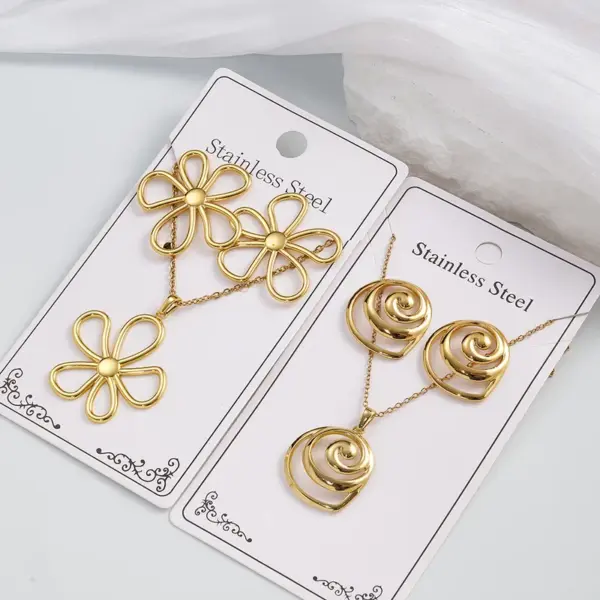 Wholesale 304 Stainless Steel Shell Flower Necklace Earring Set Elegant Casual Modern Style Jewelry Set For Holiday And Daily Wear