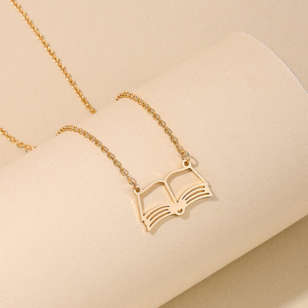 Wholesale 1 fashionable ins style metal hollow book pendant graduation season gift lady necklace selfie pose to wear