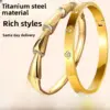 Wholesale Heart Shape Waterproof Non Tarnish Gold Bangle For Women In Simple Style With Rhinestones Inlay And 304 Stainless Steel