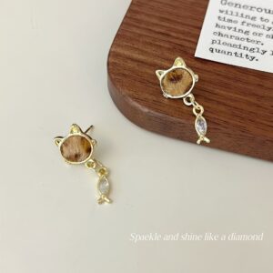 oly-04cf2f6a06f604c80fded632cc60462f Wholesale Autumn and winter leopard print cat fish earrings women's sweet and exquisite Maillard color furry high-end new earrings