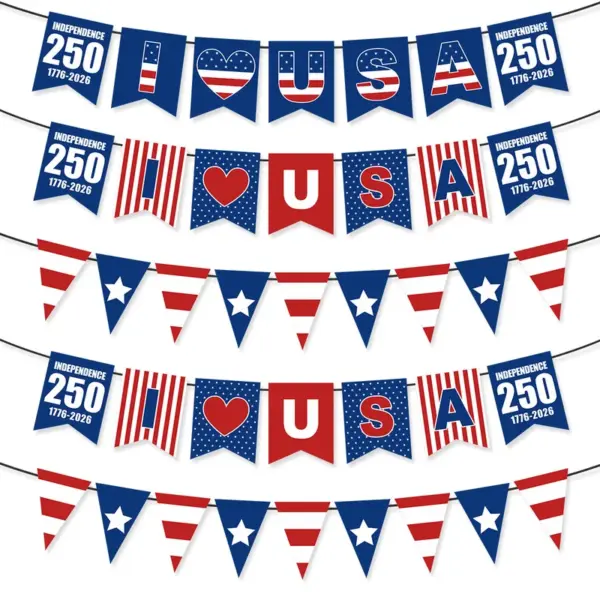 oly-04d0c042569b001f500cfbb3ceab54a5 Wholesale American Independence Day Celebration Decoration Banner 250th Anniversary Triangle Flag Paper Material For Party Use