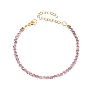 Purple 3mm Diamond Gold Bracelet