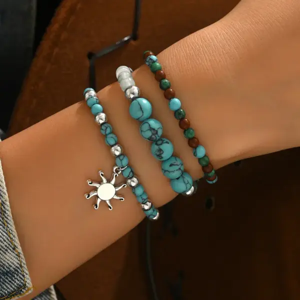 Wholesale Sun Pattern Unisex Bracelets For Everyday Wear Featuring Synthetic Gemstones, 1 Set
