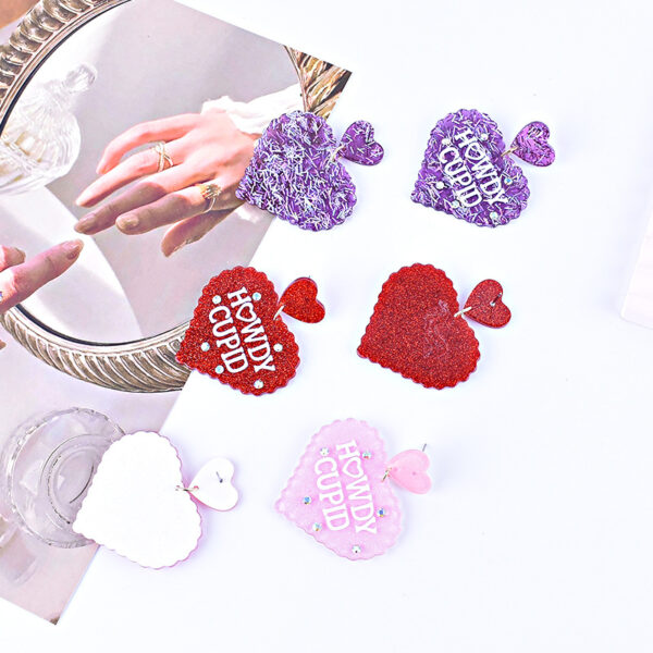 Wholesale  Valentine's Day earrings red pink purple lovely earrings Cupid letter earrings