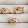 Wholesale 18K Real Gold Plated 304 Stainless Steel PVD Coated Zircon Square Plating Inlay Open Ring