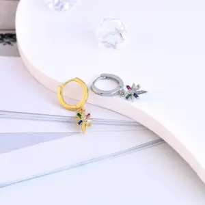 Wholesale 1 Pair Ethnic Style Color Block Copper Inlay Zircon Drop Earrings