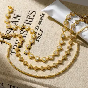 Wholesale Geometric Necklace For Women Featuring 304 Stainless Steel With 18K Real Gold PVD Coated Plating And Rhinestones On A Tennis Chain