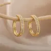 Wholesale Geometric Earrings For Women With Zircon Inlay, 18K Gold Plated On 304 Stainless Steel, 0.03µm Thickness