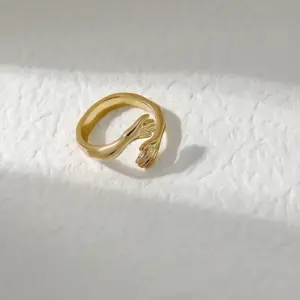 Wholesale Copper 14K Gold Plated White Gold Plated IG Style Modern Style Simple Style Plating Hand Hug Open Rings