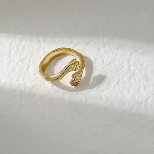 Wholesale Copper 14K Gold Plated White Gold Plated IG Style Modern Style Simple Style Plating Hand Hug Open Rings
