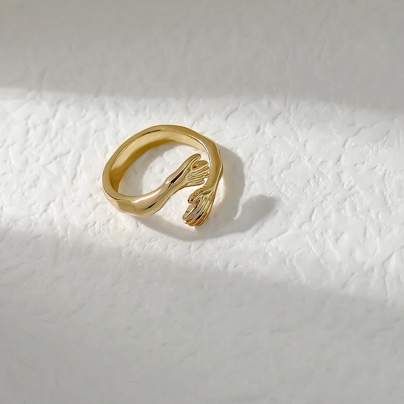 Wholesale Copper 14K Gold Plated White Gold Plated IG Style Modern Style Simple Style Plating Hand Hug Open Rings