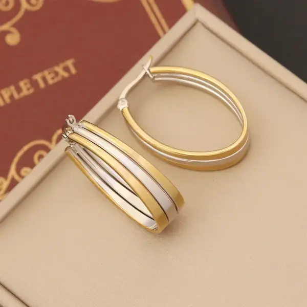 Wholesale PVD Coated 18K Gold Real Gold Plated Round Stainless Steel Modern Style Waterproof Non Tarnish Earrings