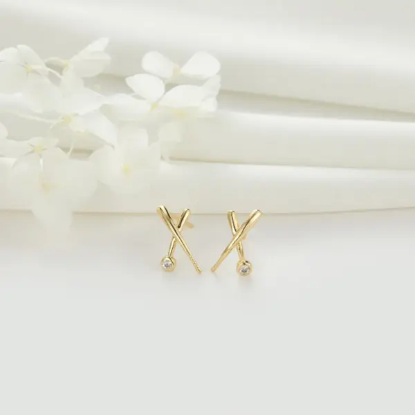 Wholesale Geometric Stud Earrings For Women With 925 Sterling Silver Posts, Waterproof Non Tarnish Copper, 14K Real Gold Plated And Zircon Inlay