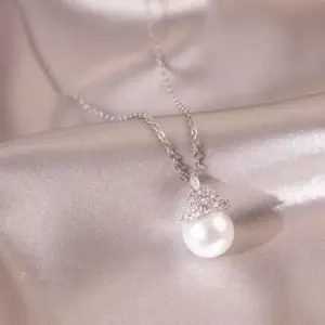 Necklace - Silver - White (Real Gold Plating)