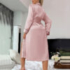 oly-05238220da3b0228afd9cf752f33a8ee Wholesale Factory Fashionable Imitation Silk Nightgown Ice Silk Thin Bathrobe Printed Cardigan Pajamas for Women Summer Sexy Over-The-Knee Nightgown
