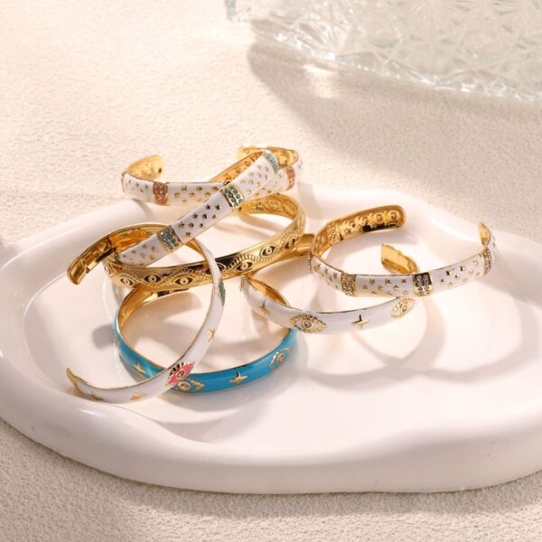 Wholesale Yl Xiaotian Colorful Popular Stylish Fashion Retro Design Oil Dripping Bracelet 18K Gold Jade Stainless Steel