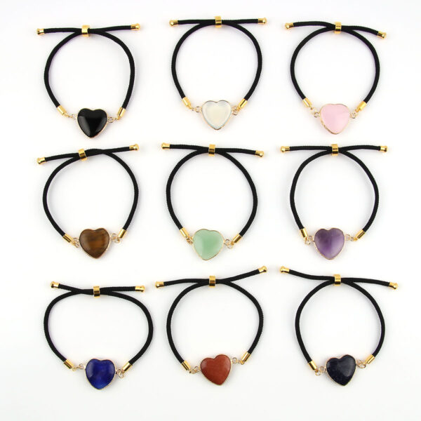 Wholesale Natural Stone Amethyst Heart-shaped Edge Bracelet for Men and Women Couple Adjustable Love Bracelet
