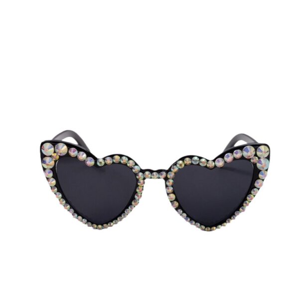 oly-053b533172662248587ecbd998ae8fab Wholesale Heart-Encrusted Diamond Sunglasses Sunglasses Dot Diamond Handmade Style Female Cute Cat Eye Fresh