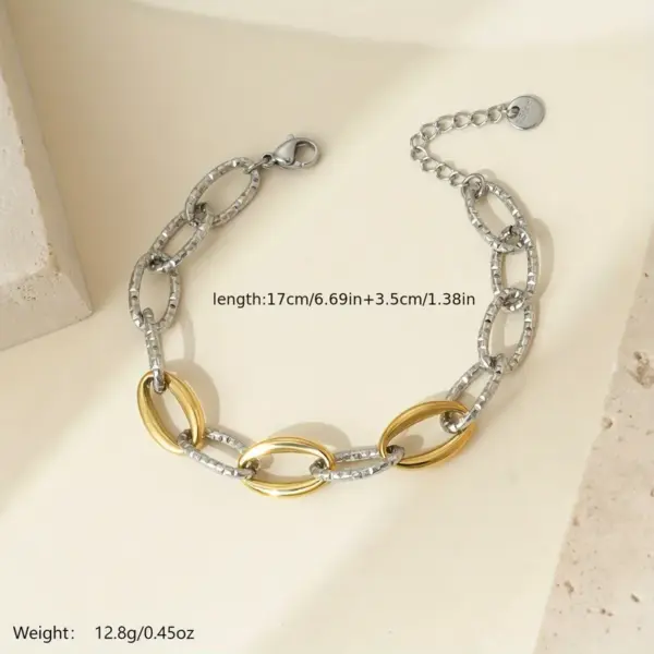 Wholesale PVD Coated Real Gold Plated 14K Gold Geometric 304 Stainless Steel Hip-Hop Simple Style Commute Waterproof Non Tarnish 304 Stainless Steel Bracelets