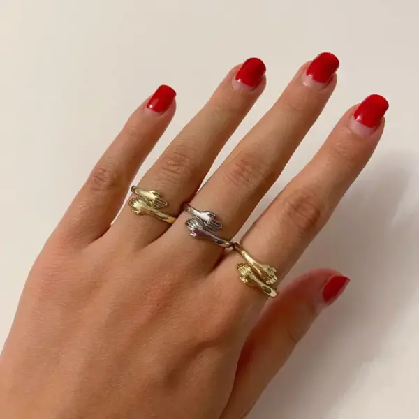 Wholesale Copper 14K Gold Plated White Gold Plated IG Style Modern Style Simple Style Plating Hand Hug Open Rings