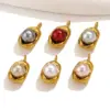Wholesale 5 PCS/Package Stainless Steel Artificial Pearls PVD Coated Real Gold Plated Solid Color Pendant DIY Jewelry Accessories