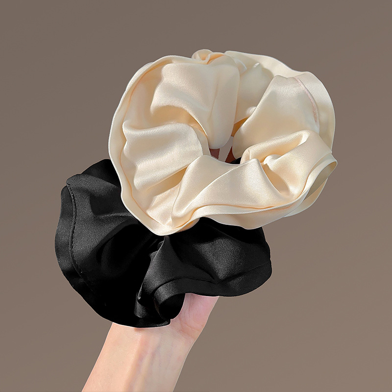 Wholesale European and American Cross-border High-grade Satin Large Intestine Hair Ring French Cream Headline Light Luxury Silk Hair Accessories Ponta