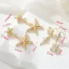 Wholesale Starfish Stud Earrings For Women In Copper With Electroplated Gold Plating And Zircon Inlay