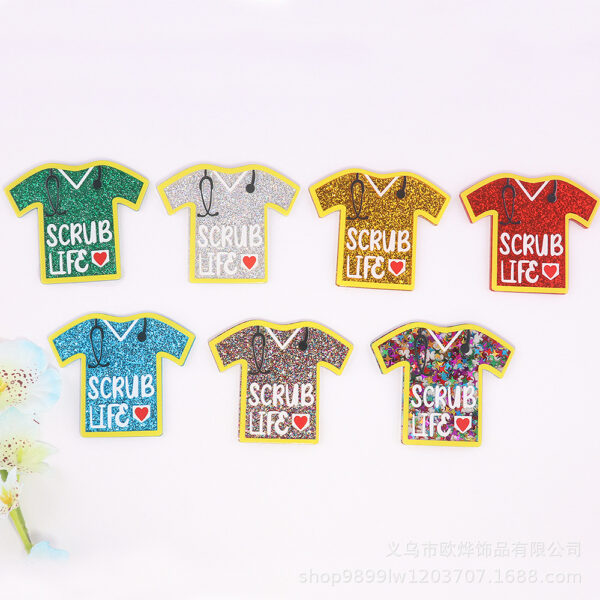 oly-055f8cac1d4f84852558b075b5e8442f Wholesale loose powder cartoon nurse clothes letter bag jewelry acrylic pin cute DIY patch accessories