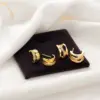 Wholesale Geometric Stud Earrings For Women With 925 Sterling Silver Posts, Copper Base Electroplated With 14K Real Gold And Zircon Inlay