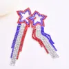 Wholesale National Flag Earrings With Claw Setting, Silver Plated Copper Material Featuring Rhinestones And 0.03µm Water Plating Thickness