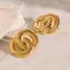 Wholesale 304 Stainless Steel Geometric PVD Coated 18K Real Gold Plated Retro Simple Style Classic Style Drop Earrings