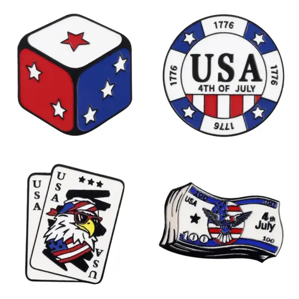 Wholesale Dice Pin Made Of Alloy Featuring Electroplated Craftsmanship, Perfect For Independence Day
