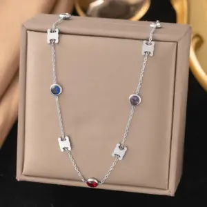 【QYH1060】Arc De Triomphe Necklace / Steel Color