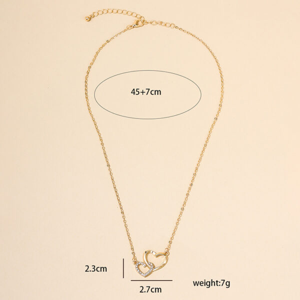 Wholesale 1 Fashion Double-ring Love Necklace Niche Advanced Design Simple Ladies Pendant Jewelry