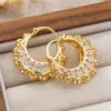 Wholesale Three-dimensional Geometric Earrings For Women In Copper With KC Golden Plated Water Plating And 0.03µm Coating Thickness