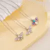Wholesale Women's Necklace Vintage French Style Copper Embedded Zirconia Bees Pendant Oil Enameled Personalized Luxury Stainless Steel Chain