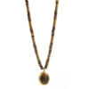 Wholesale Natural Tiger's Eye Necklace Niche Advanced Sense Maillard Style Necklace Geometric Retro Titanium Steel Clavicle Necklace