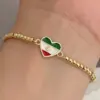 Wholesale Women’s National Flag Beaded Bracelet With Electroplated Copper And 18K Real Gold Plated Ball Chain