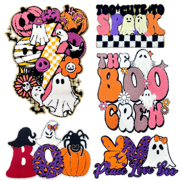 Wholesale Halloween Series Gingerbread Man Water Cup Pumpkin Funny Ghost Creative Cute Sequin Ironing Large Cloth Sticker