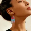 oly-05f50443c42ffb64222e65b89e550f7e Wholesale Retro Multicolor Acrylic Drop Earrings For Women With 304 Stainless Steel Ear Pins